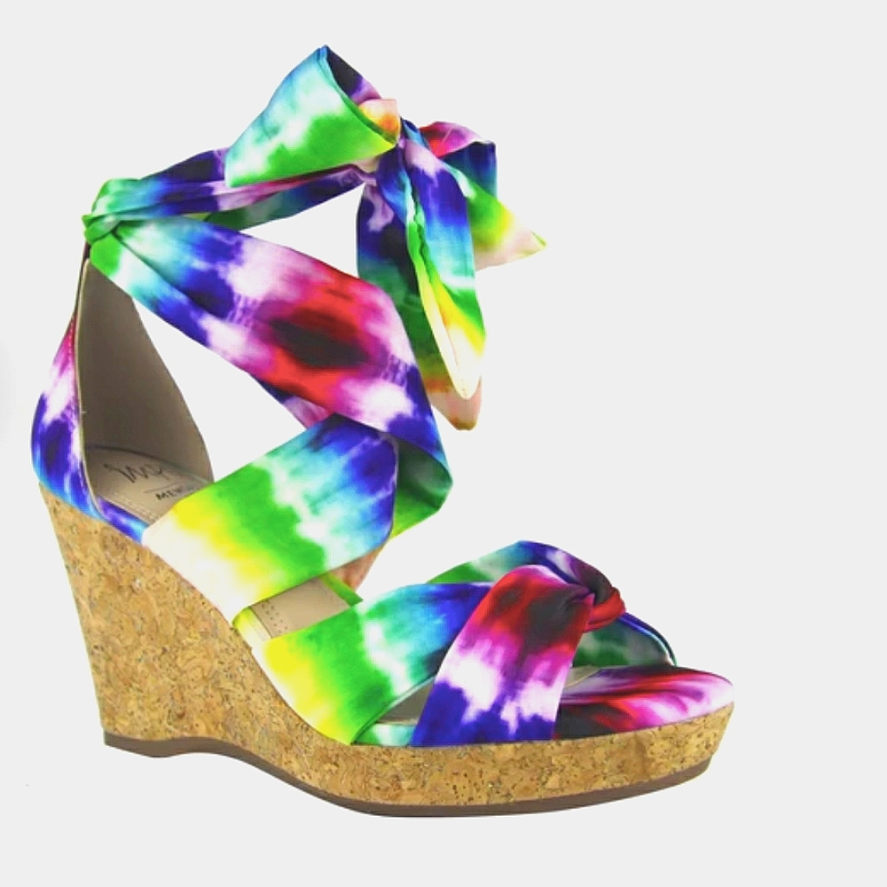 IMPO Tye dye wedge sandals Multi-colored sz 10